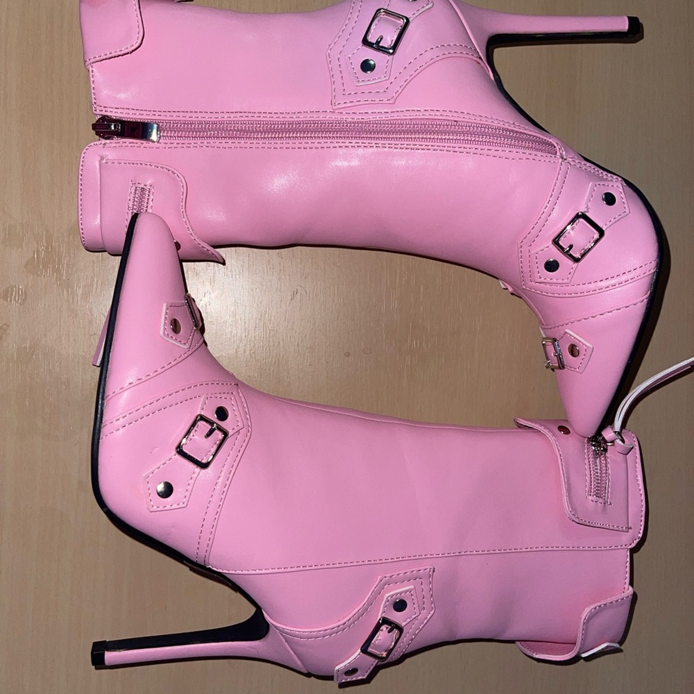 Fashion Nova Pink Heeled Boots with Stiletto